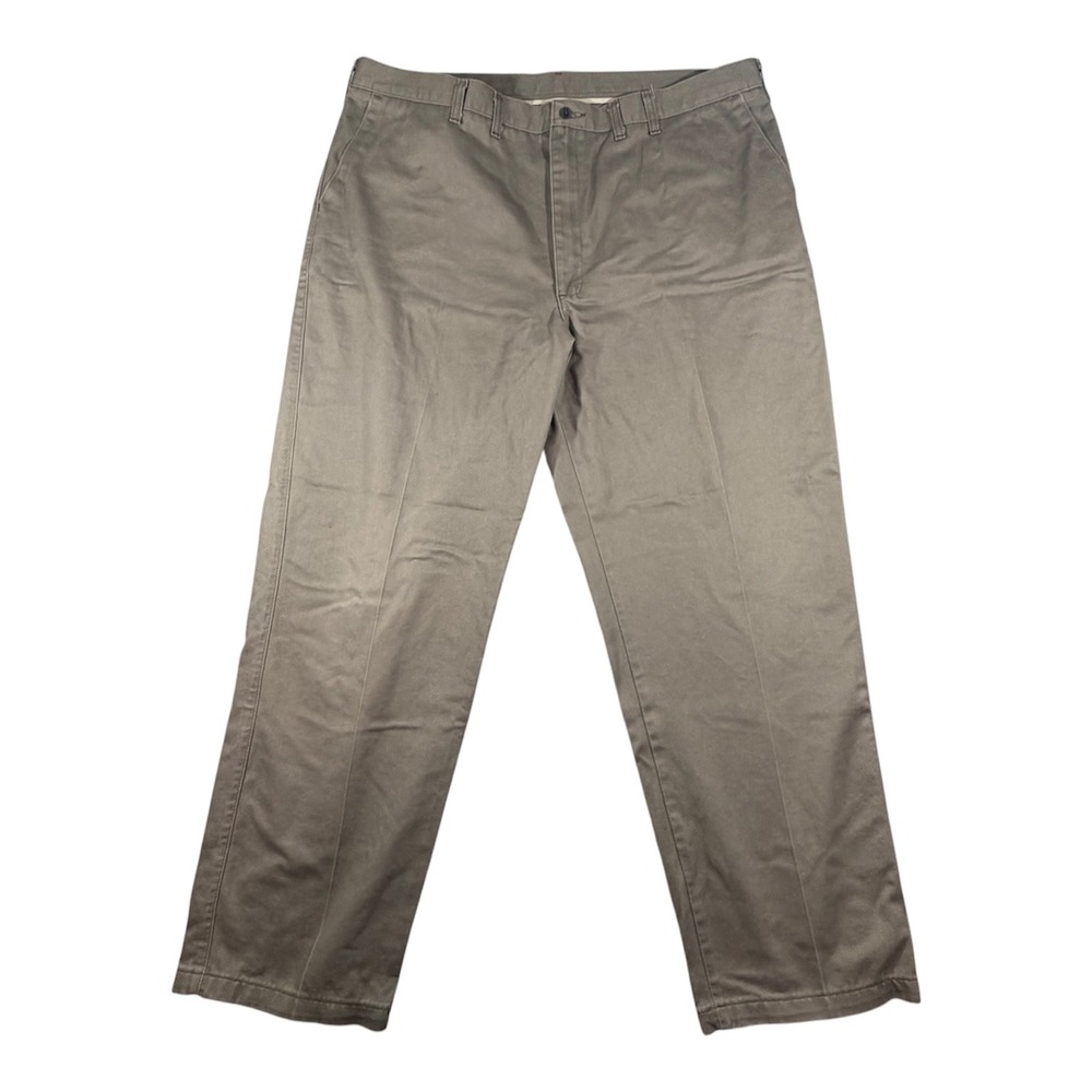 Lee Chino Pants Mens 44x32 Khaki Brown Cotton Straight Leg Flat Front Trousers